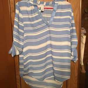 Blue and white striped blouse